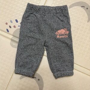 Roots Kids Charcoal Joggers with Pink Logo